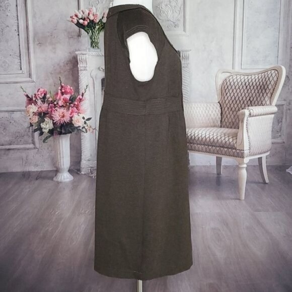 𝅺studio M Brown Short Sleeve Knee Length Faux Belt Sheath Dress Plus Size 1X - Picture 8 of 11